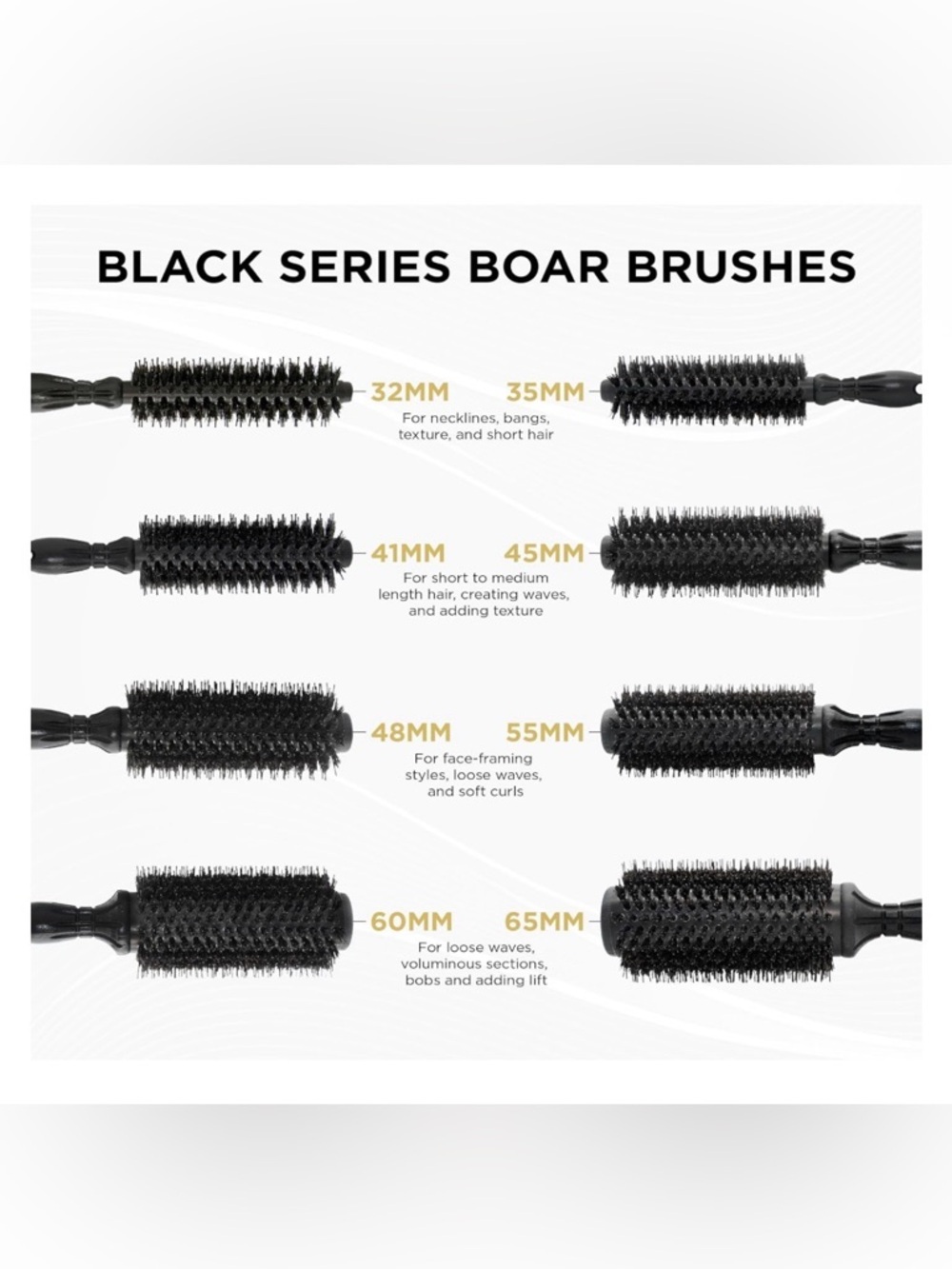COCCO Round Brush Black Series Ceramic Boar Brush - Black Size 1 32mm #UC8-1 - Picture 11 of 11